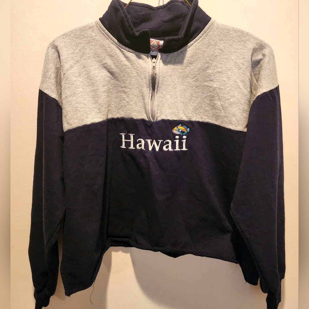 Vintage Yacht Club Brand Cropped 1/4 Zip Down Pullover Size XL